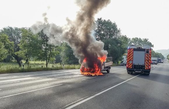 Bad Eilsen: Transporter brennt auf B 83 aus