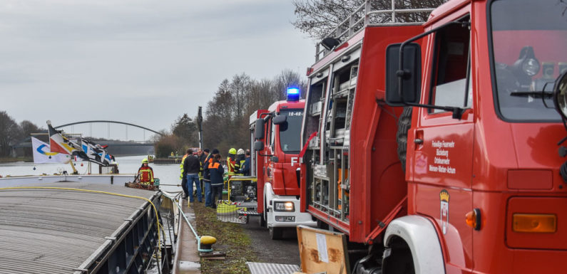 Schiffsunfall auf Mittellandkanal: Feuerwehr im Großeinsatz