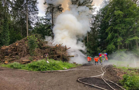 Feuerwehreinsatz am Pfingstmontag: Brennender Holzstapel in Liekwegen