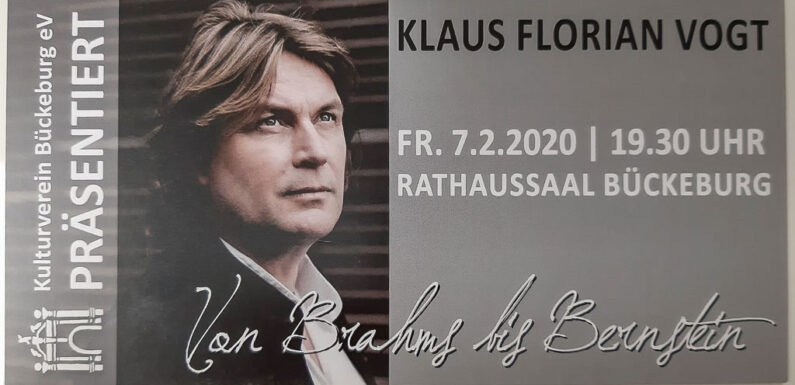 Von Brahms bis Bernstein: Liederabend mit Klaus Florian Vogt im Rathaussaal Bückeburg