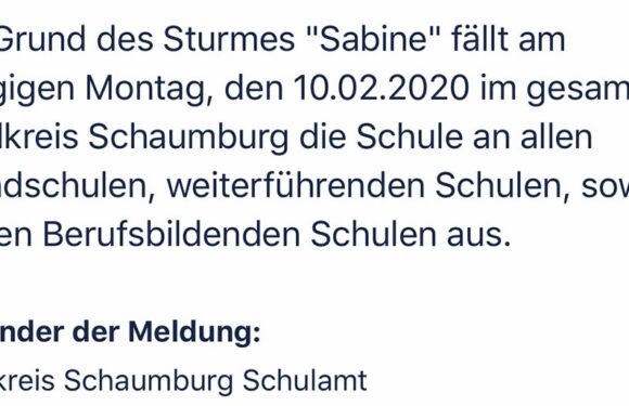 Sturm „Sabine“ sorgt für Schulausfall im Landkreis Schaumburg