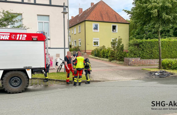 Bückeburg: Feuerwehr löscht brennende Papiermülltonnen