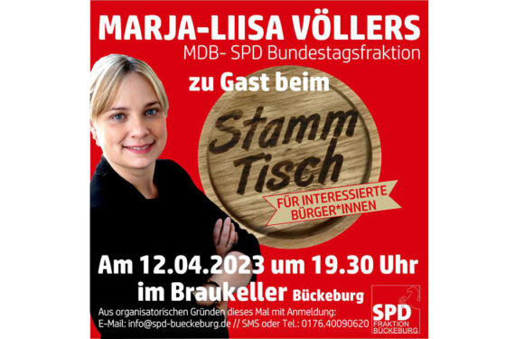 Bückeburg: SPD-Stammtisch mit der Bundestagsabgeordneten Marja-Liisa Völlers