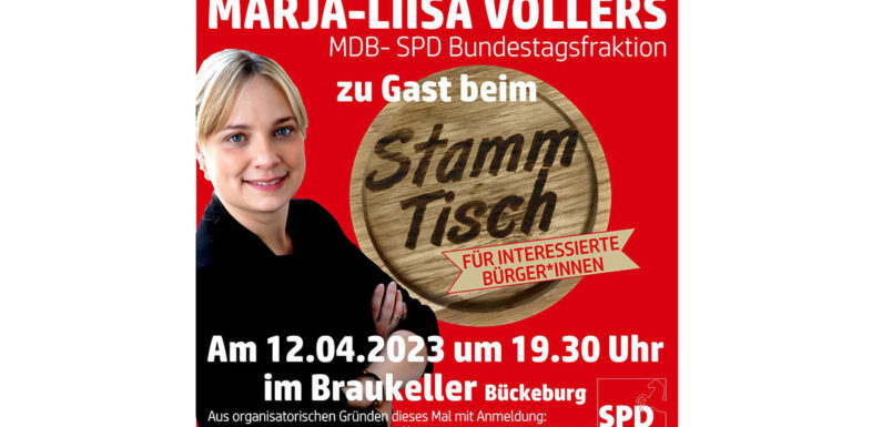 Bückeburg: SPD-Stammtisch mit der Bundestagsabgeordneten Marja-Liisa Völlers