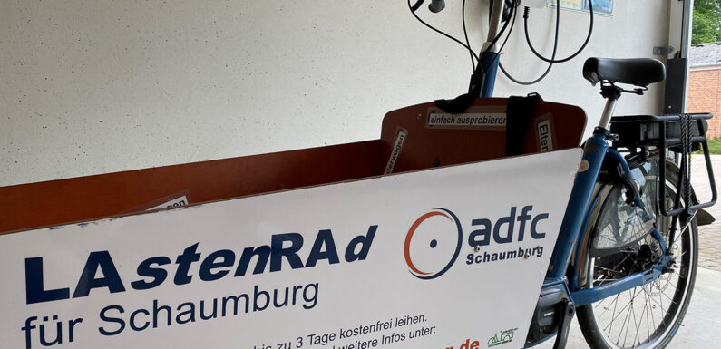 Lastenrad des adfc Schaumburg macht noch bis Ende Juni Station bei den Stadtwerken in Bückeburg