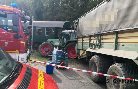 Stadthagen: Schwerer Verkehrsunfall zwischen Traktor und Dampflok „Else“