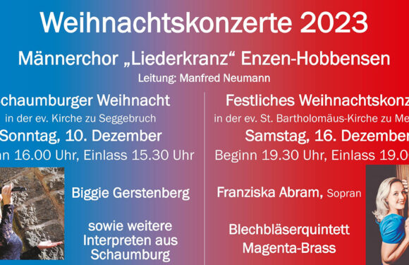 Männerchor „Liederkranz“ Enzen-Hobbensen stimmt mit zwei Konzerten aufs Weihnachtsfest ein