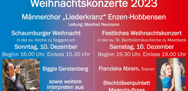 Männerchor „Liederkranz“ Enzen-Hobbensen stimmt mit zwei Konzerten aufs Weihnachtsfest ein