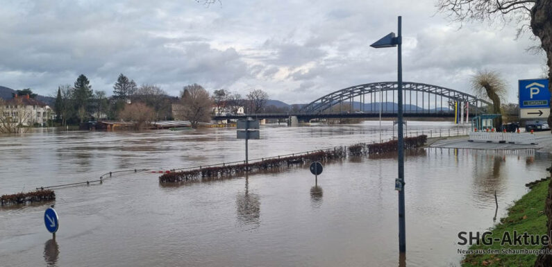 Rinteln: Weser-Hochwasser erreicht 6,49 Meter Marke